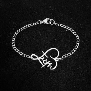 “Faith” Heart religious stainless steel Bracelet